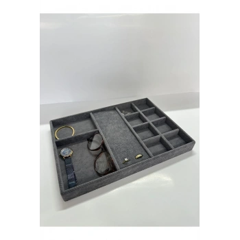 Ankara Model Keten Kumaş Füme Renk Çekmece Ici Takı Standı