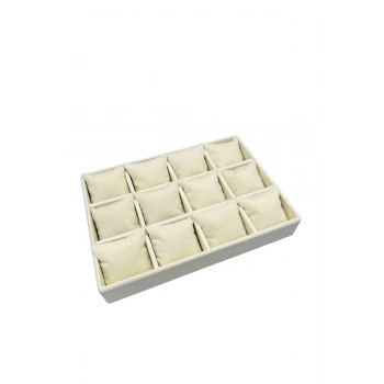 Tokyo Model Süet Kumaş Krem Renk 34/24 Cm Yastıklı Çekmece Içi Takı Standı