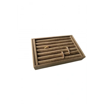 Süet Kumaş Kahve Renk 22,5/14,5 Cm Sosisli Yüzük Standı