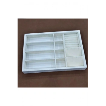 Yeni Süet Krem Çekmece Içi Takı Düzenleyici Kutu