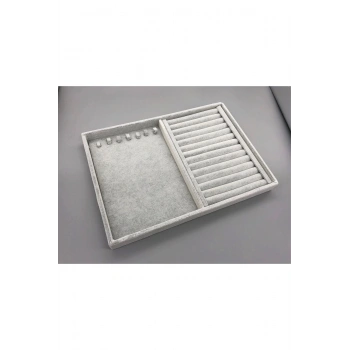 Yeni Süet Gri Kolye-yüzük Sergileme Kutusu