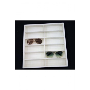 Havana Model Süet Kumaş Krem Renk 36/38 Cm Bölmeli Çekmece Ici Gözlük Standı