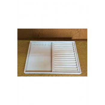 Yeni Süet Krem Renk Kolye-yüzük Sergileme Kutusu