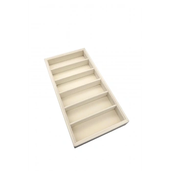 Lefkoşe Model Süet Kumaş Krem Renk 38/19 Cm 6 Bölmeli Gözlük Standı