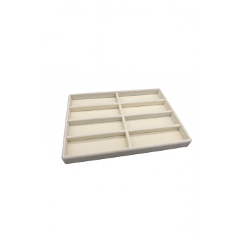 New York Model Süet Süet Kumaş Krem Renk 34/24 cm Bölmeli Çekmece Içi Gözlük Standı