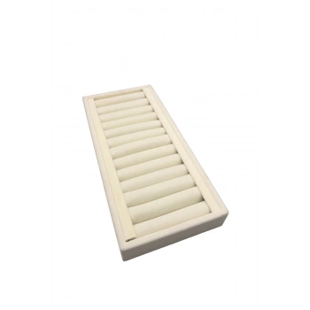 Süet Kumaş Krem Renk 25 cm / 11,5 cm Kelepçe-Bileklik Sergileme Standı