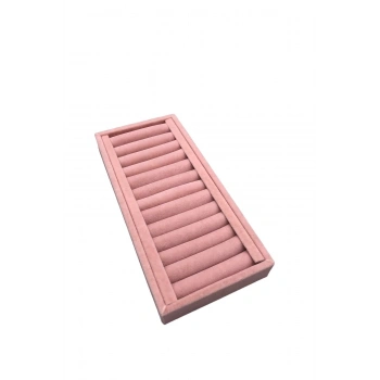 Süet Kumaş Pembe Renk 35 Cm / 11,5 Cm Kelepçe-bileklik Sergileme Standı