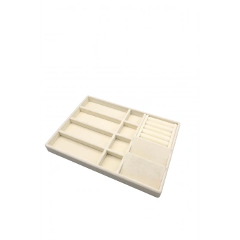 Helsinki Model Süet Kaplama Krem Renk 24/34 Cm Takı Sergileme Standı