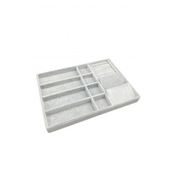 Helsinki Model Süet Kaplama Gri Renk 24/34 Cm Takı Sergileme Standı