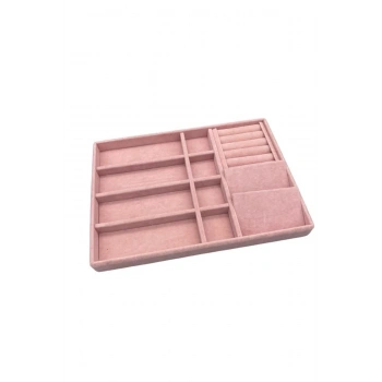 Helsinki Model Süet Kaplama Pembe Renk 24/34 Cm Takı Sergileme Standı