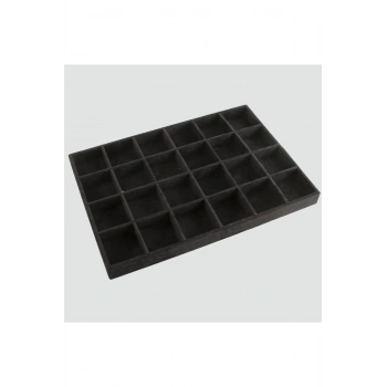 Süet Kumaş Siyah Renk 34 Cm / 24 Cm 24 Bölmeli Çekmece Içi Takı Standı