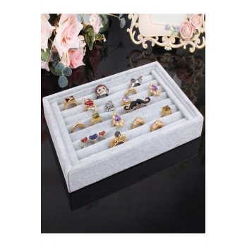 Süet Kumaş Gri Renk 22,5/14,5 Cm Sosis  Yüzük Standı