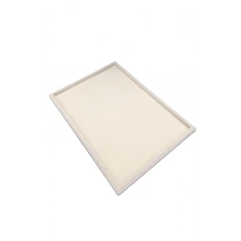 Süet Kumaş Krem Renk 34/24 cm Takı Servis Sunum Tablası