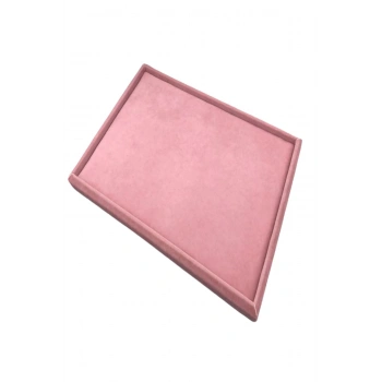 Süet Kumaş Pembe Renk 34/24 cm Takı Servis Sunum Tablası