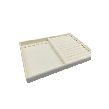 Venedik Model Süet Kumaş Krem 34/24 cm Tırnaklı-Sosisli Takı Çekmece Içi Standı