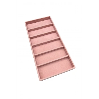 Lefkoşa Model Süet Kumaş Pembe Renk 38 cm / 19 cm Gözlük Sergileme Çekmece İçi Stand