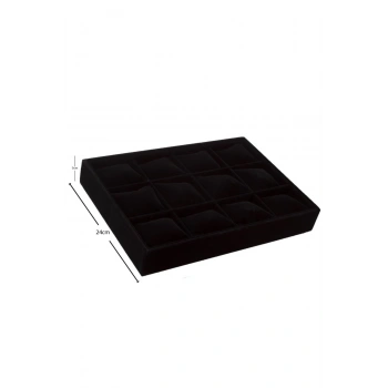 Tokyo Model Süet Kumaş Siyah Renk 34/24 Cm Yastıklı Çekmece Içi Saat Ve Takı Kutusu