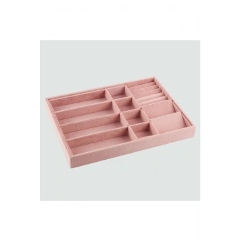 Yeni Süet Pembe Çekmece Içi Takı Düzenleyici Kutu