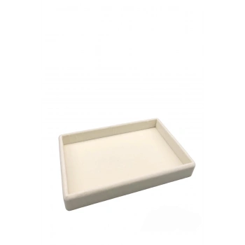 Süet Kumaş Krem Renk 22/14 Cm Servis Tablası