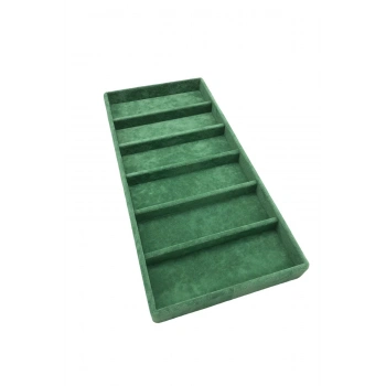 Lefkoşa Model Süet Kumaş Yeşil Renk 38 cm / 19 cm Gözlük Sergileme Çekmece İçi Stand