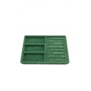 Süet Kumaş Yeşil Renk 22 cm / 14 cm Çekmece İçi Takı Standı