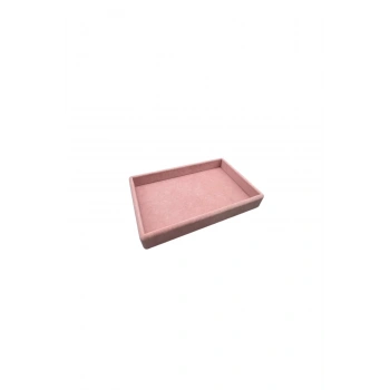 Süet Kumaş Pembe Renk 22/14 cm Servis Tablası