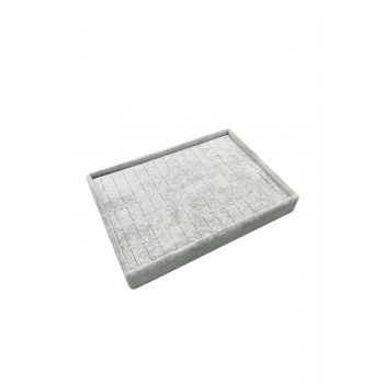 Süet Kumaş Gri Renk 24/17,5 Cm Batırmalı Yüzük Küpe Tablası