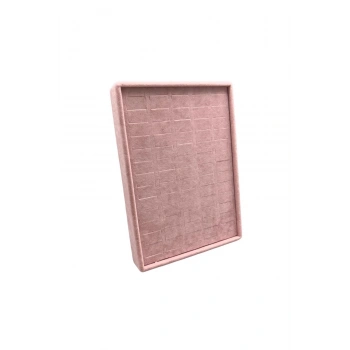 Küçük Boy Süet Kumaş Pembe Renk 24/17,5 Cm Ayaklı Batırmalı Yüzük Küpe Tablası