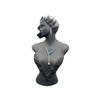 Polyester Malzeme Siyah Renk 50 / 28 cm Takı Sergileme Mankeni