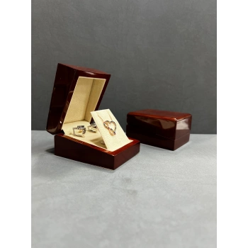 Ahşap Kahve Renk 6x8 Cm Kolye/Küpe Kutusu