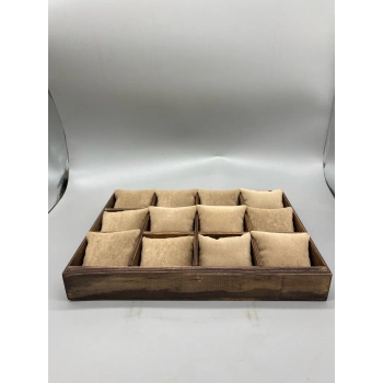 Ahşap El Boyama 24x34 Cm 12 Yastıklı Saat/Kelepçe Sergileme Tablası