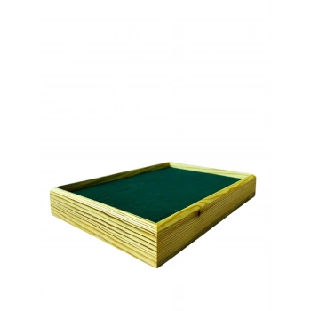 Ahşap El Boyaması Çift Renk 24x34 Batırlı Kelepçe Tablası