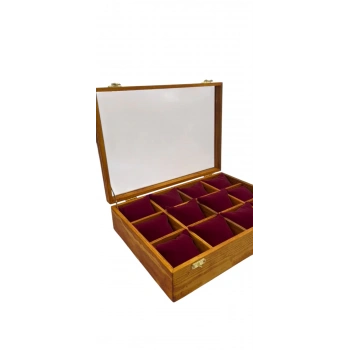 Ahşap El Boyaması Çift Renk 24x34 Cm Cam Kapak Yastıklı Stand