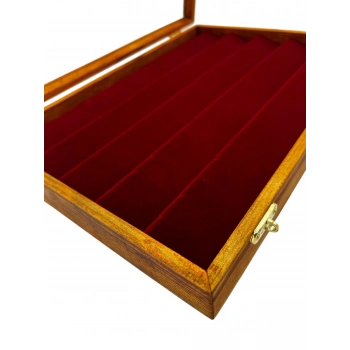 Ahşap El Boyaması Çift Renk 24x34 Cm Cam Kapak Küpe  Standı