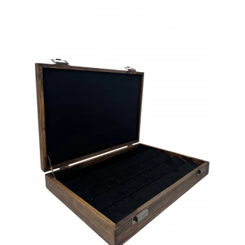 Ahşap El Boyaması Çift Renk 24x34 Cm Deri  Kapak Küpe Standı