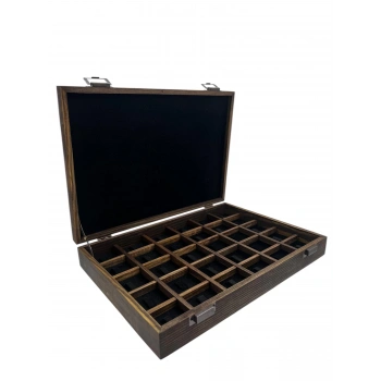 Ahşap El Boyaması Çift Renk 24x34 Cm Deri  Kapak Tırnaklı Yüzük  Standı