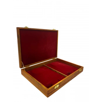 Ahşap El Boyaması Çift Renk 24x34 Cm Deri  Kapak Set Standı