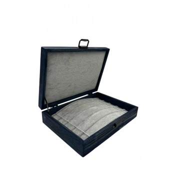 Ahşap El Boyaması Çift Renk 17x24 Cm Deri  Kapak Bileklik  Standı