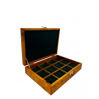 Ahşap El Boyaması Çift Renk 17x24 Cm Deri  Kapak Çıtalı Yüzük  Standı