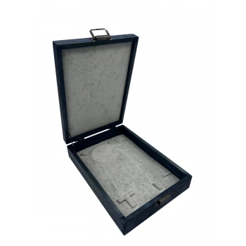 Ahşap El Boyaması Çift Renk 17x24 Cm Deri  Kapak Set Standı