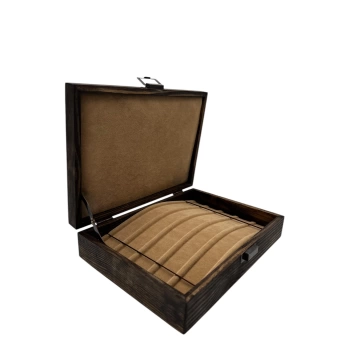 Ahşap El Boyaması Çift Renk 17x24 Cm Deri  Kapak Bileklik   Standı