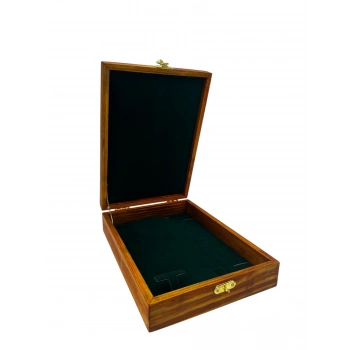 Ahşap El Boyaması Çift Renk 17x24 Cm Deri  Kapak Set Takı Standı