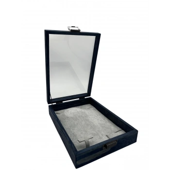 Ahşap El Boyaması Çift Renk 17x24 Cm Cam Kapak Set Takı  Standı