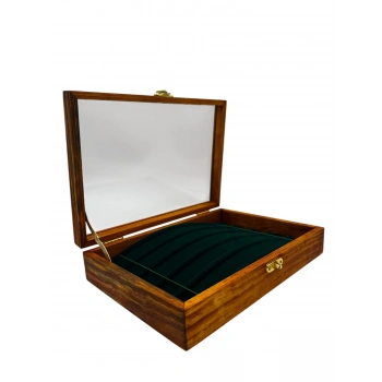 Ahşap El Boyaması Çift Renk 17x24 Cm Cam Kapak Bileklik Takı Standı