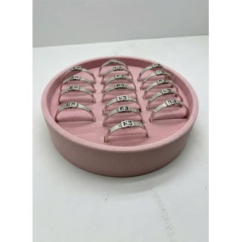 Süet Kumaş Pembe Renk 20x20 Cm Yuvarlak Batırmalı Bileklik Kelepçe Tablası