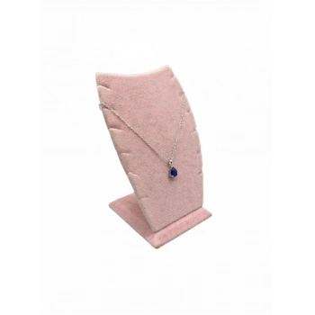 Dubai Model Süet Kumaş Pembe Renk 12/8 Cm Kolye - Zincir Ayaklı Stand