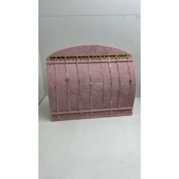 Bombeli Süet Kumaş Pembe Renk 20/24 Cm Ayaklı Kancalı Bileklik Sergileme Standı