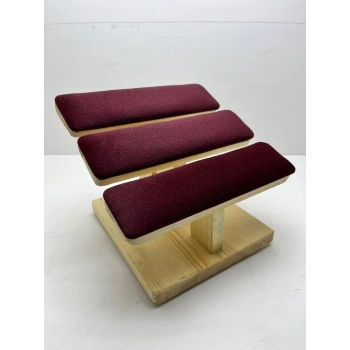 Ahşap Bordo Renk Boy 21 cm En 19 cm Üç Kademeli Model Bileklik Sergileme