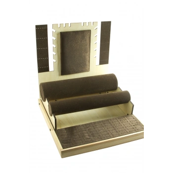 Ahşap Süet Kaplama Kahve Renk 35/35 cm Takı Sergileme Standı