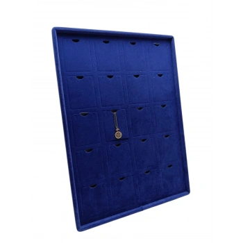 Dikine Süet Kumaş Lacivert 34-24 Cm Ayaklı 20 Pedli Kolye Tabla Stand